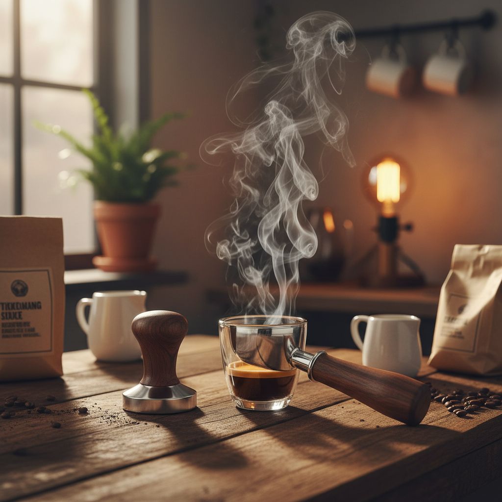 Precision Espresso Tamper lifestyle photo on coffee bar