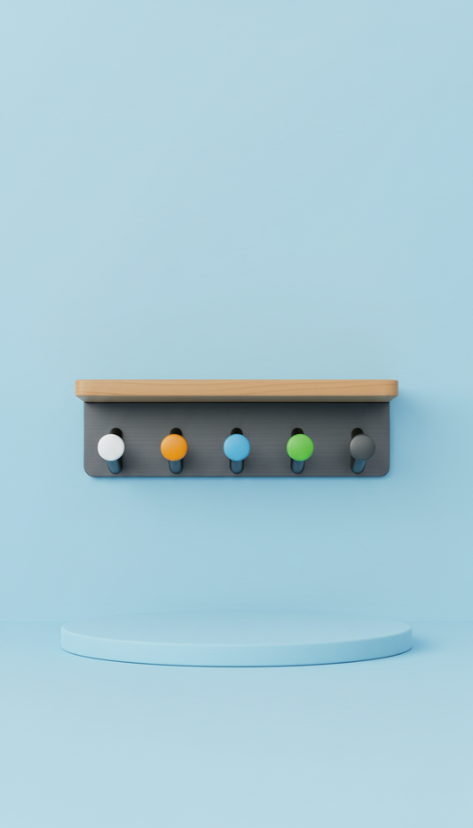 Multi-Use Key Hook Rack with Removable Hooks