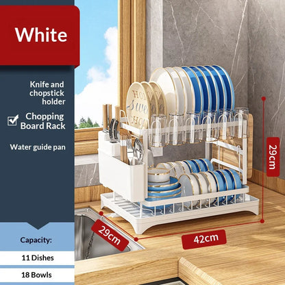 Compact Countertop Dish Rack — Drains, Stores & Saves Space