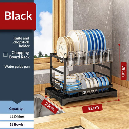 Compact Countertop Dish Rack — Drains, Stores & Saves Space
