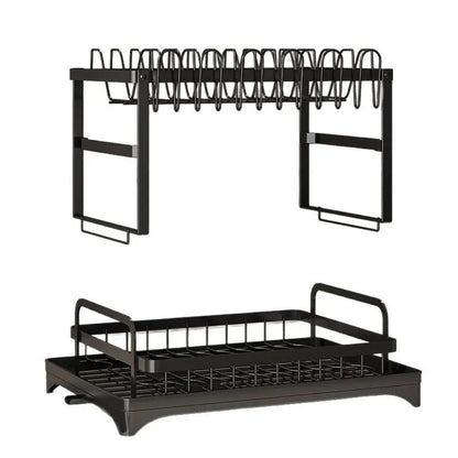 Compact Countertop Dish Rack — Drains, Stores & Saves Space