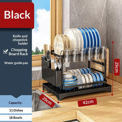 Compact Countertop Dish Rack — Drains, Stores & Saves Space