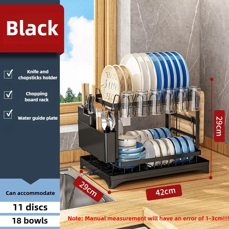 Compact Countertop Dish Rack — Drains, Stores & Saves Space